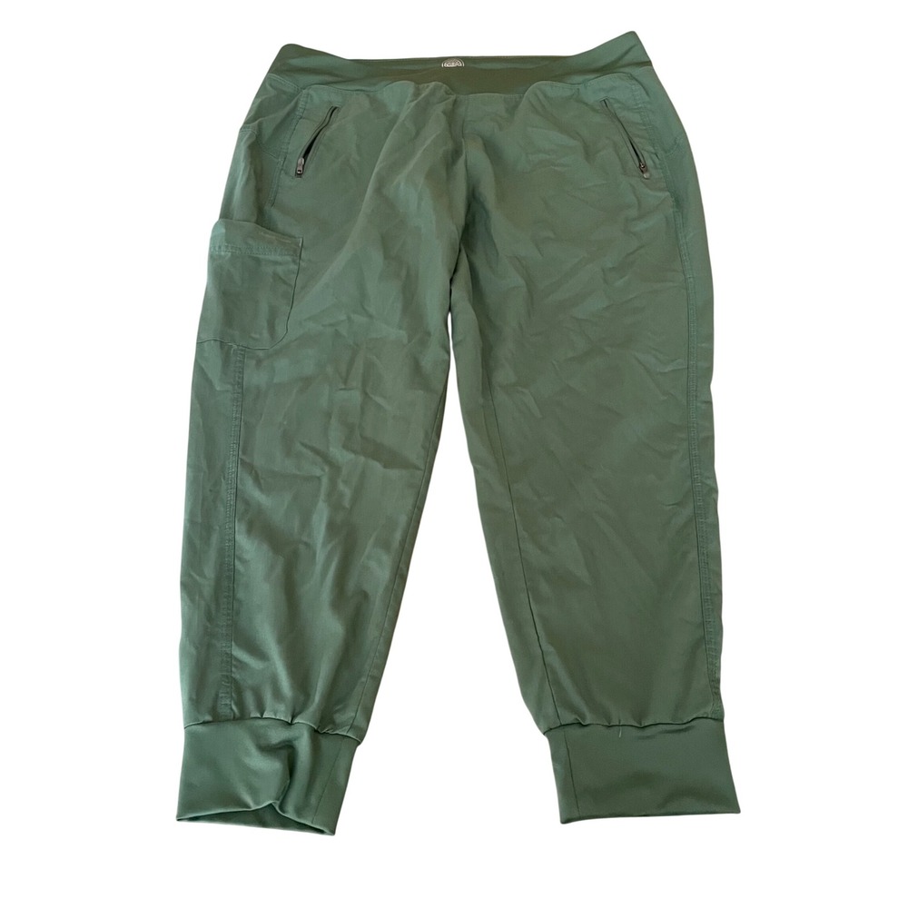 Healing Hands Green Yoga Waistband Cargo Scrub Jogger Pants Womens XLP Petite